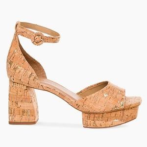 Anthropologie Bernardo Raleigh platform sandals cork with gold flecks 9.5 NEW